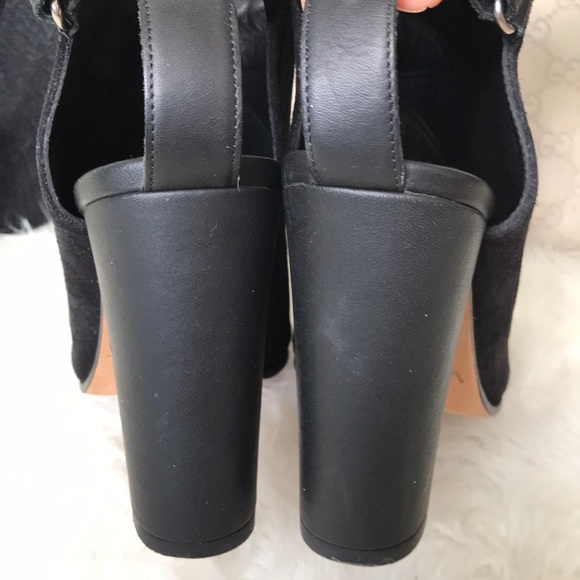 Vince. Black Suede Peep Toe Ankle Boots - Picture 5 of 8